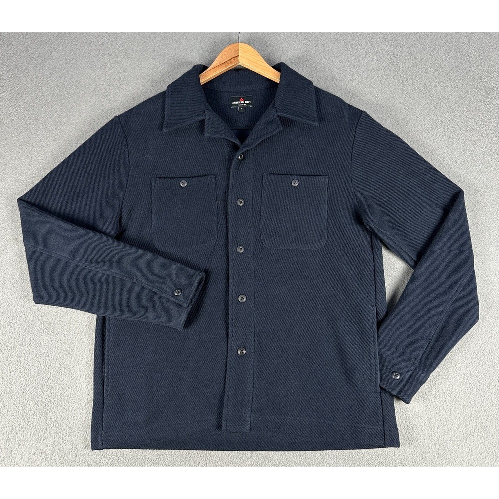 American Giant Shirt Shacket Medium Navy Blue Heavyweight Twill Minimalist Luxe